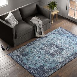 Amazon Brand – Stone & Beam Contemporary Distressed Vintage Area Rug, 5 x 8 Foot, Blue