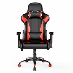 AmazonBasics - Sedia da ufficio e da Gaming, design Racing, in pelle PU, rosso