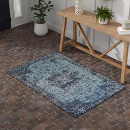 Amazon Brand – Stone & Beam Contemporary Distressed Vintage Area Rug, 4 x 6 Foot, Blue