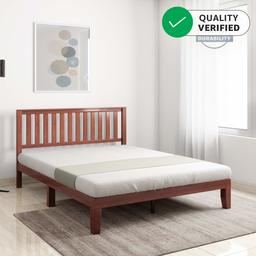 Amazon Brand - Solimo Trinity Solid Wood Queen Bed (Walnut Finish)