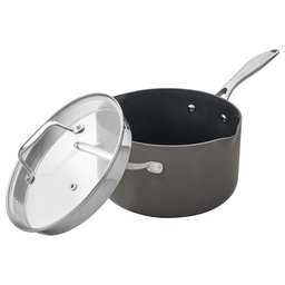 Stone & Beam Sauce Pan with Lid, Hard-Anodized Non-Stick Aluminum