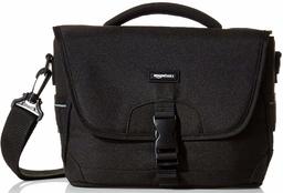 AmazonBasics - Borsa a tracolla media per macchina fotografica reflex e accessori, Nero con interno arancione