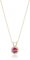 10K Gold Dainty Swarovski Elements Birthstone Pendant with Gold Filled Chain, October