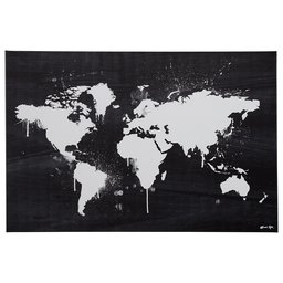 Amazon Brand – Rivet Black and White Paint Drip World Map Canvas Print Wall Art, 36