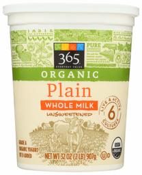 365 Everyday Value, Organic Whole Milk Yogurt, Plain, 32 oz