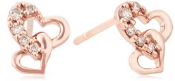 AJC Collection 0212-1451-0017-0000 Diamond K18 Pink Gold Heart Motif Earrings