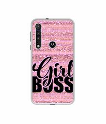 Amazon Brand - Solimo Designer Girl Boss On Pink Sparkle UV Printed Soft Back Case Mobile Cover for Motorola One Macro