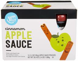 Amazon Brand - Happy Belly Cinnamon Apple Sauce Pouches, 12 Count, 38.4 Ounce