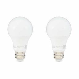 AmazonBasics - foco LED A19 (no regulable, 10.000 horas de vida Ãºtil), 60 W, Paquete-de-2, Blanco Suave