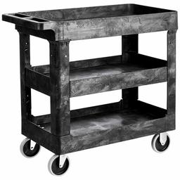 AmazonBasics 3-Shelf Multipurpose Plastic Tub Utility Cart with 500-Pound Capacity - Black