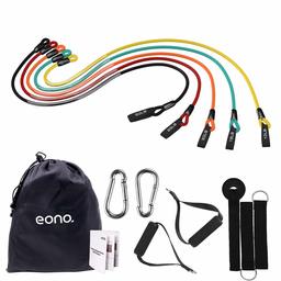 EONO by Amazon - Résistance 5 Bands Fitness élastique Set pour Exercices en intérieur et extérieur, Fitness, Suspension, Vitesse, résistance, Entrainement de Baseball, Yoga