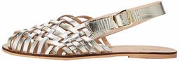 Amazon Brand - find. Women's Woven Leather, Gold, US 5