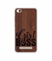 Amazon Brand - Solimo Designer Girl Boss On Wood UV Printed Soft Back Case Mobile Cover for Mi Redmi 4A