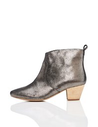 Amazon Brand - find. Leather Western Ankle Boot, Grey (Dusted Metallic), US 7.5