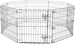 AmazonBasics Foldable Metal Pet Dog Exercise Fence Pen With Gate - 60 x 60 x 24 Inches