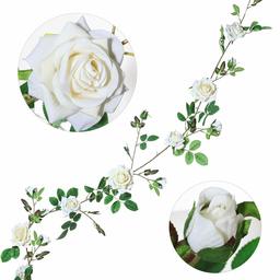 Umi. Fiori artificiali rose Garland wedding Flowers Vines Silk Roses ghirlanda di fiori finti per decorazioni White