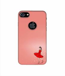 Amazon Brand - Solimo Designer Red Dress Lady 3D Printed Hard Back Case Mobile Cover for Apple iPhone 7 (with Logo Cut)