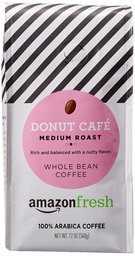 AmazonFresh Donut Cafe Whole Bean Coffee, Medium Roast, 12 Ounce