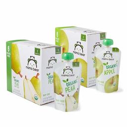 Amazon Brand - Mama Bear Stage 1 Pear and Apple Variety Pack, 4oz Pouches (Pack of 12)