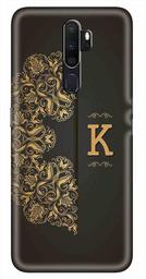 Amazon Brand - Solimo Designer Black Pattern Alphabet-K 3D Printed Hard Back Case Mobile Cover for Oppo A9 (2020)