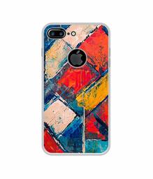 Amazon Brand - Solimo Designer Dark Multicolor Blocks UV Printed Soft Back Case Mobile Cover for Apple iPhone 7 Plus (Logo Cut)