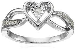 Classic Heart and howaitodaiyamondosuta-ringusiruba-ringu (1/10Cttw, I-J Color, I2-I3 Clarity) , whites