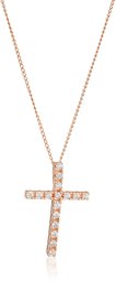 Sterling Silver and Swarovski Zirconia Cross Pendant Necklace