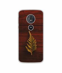 Amazon Brand - Solimo Designer Leaf on Wood UV Printed Soft Back Case Mobile Cover for Motorola Moto G6 Play/Motorola Moto E5