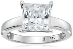 Platinum-pläterad sterling silver prinsessskuren patiensring gjord med Swarovski-zirkonia (3 cttw), storlek 6