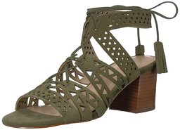 The Fix Amazon Brand Women's Bonilla Block Heel Cutout Tribal Dress Sandal, Green, 7 B US