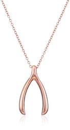 14k Rose Gold Plated Sterling Silver Wishbone Pendant Necklace, 18