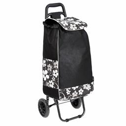 AmazonBasics Chariot de courses à 2 roulettes, 40 litres, fleurs noires