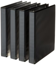 AmazonBasics 3-Ring Binder, 1 Inch - Black, 4-Pack