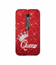 Amazon Brand - Solimo Designer Queen On Red Glitter 3D Printed Hard Back Case Mobile Cover for Motorola Moto G 3rd Generation