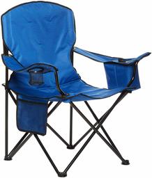 AmazonBasics Camping Chair with Cooler, Blue (Padded) - XL (Renewed)