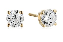 Amazon CollectionCertified 14k Yellow Gold Diamond with Screw Back and Post Stud Earrings (1cttw, J-K Color, I1-I2 Clarity)