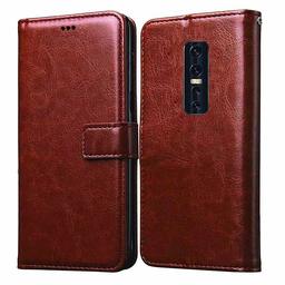 Amazon Brand - Solimo Flip Leather Mobile Cover (Soft & Flexible Back case) for Vivo V17 Pro (Brown)