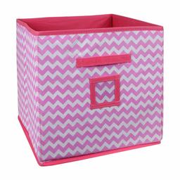 Amazon Brand - Solimo Printed Fabric Storage Box, Large, Set of 1, Pink