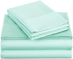 AmazonBasics 400 Thread Count Sheet Set, Queen, Seafoam Green