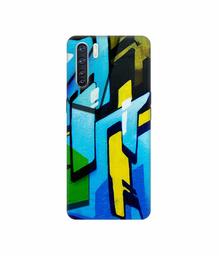 Amazon Brand - Solimo Designer Blue and Yellow Texture 3D Printed Hard Back Case Mobile Cover for Oppo F15