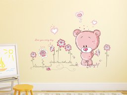 Amazon Brand - Solimo Wall Sticker for Kids' Room (Teddy Love, Ideal Size on Wall, 100 cm X 75 cm)