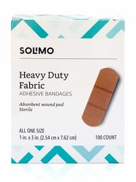 Amazon Brand - Solimo Heavy Duty Fabric Adhesive Bandages, One Size, 100 Count