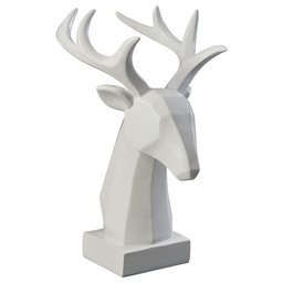 Amazon Brand – Rivet Mid Century Modern Polyresin Stag Head Figurine Home Decor - 12.5 Inch, White