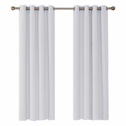 UMI by Amazon Eyelet Blackout Curtains Thermal Insulated Decorative Curtains 55 x 94 Inch Greyish White 2 Panels