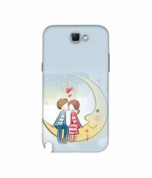 Amazon Brand - Solimo Designer Couple Sitting On Moon 3D Printed Hard Back Case Mobile Cover for Samsung Galaxy Note 2 N7100