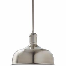 Amazon Brand – Stone & Beam Modern Round Ceiling Pendant Chandelier Fixture - 12 Inch Shade, 12.5 - 60.5 Inch Cord, Brushed Nickel