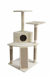 AmazonBasics Cat Tree with Cave, Beige (Renewed)