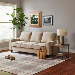 Amazon Brand – Stone & Beam Casual Plaid Area Rug, 5 x 8 Foot, Flatweave, Beige, Brown, Orange