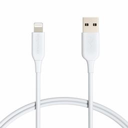 AmazonBasics Lightning to USB Cable - MFi Certified Apple iPhone Charger, White, 3-Foot