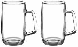 (Renewed) Amazon Brand - Solimo Troilus Glass Beer Mug Set, 470ml, Set of 2, Transparent